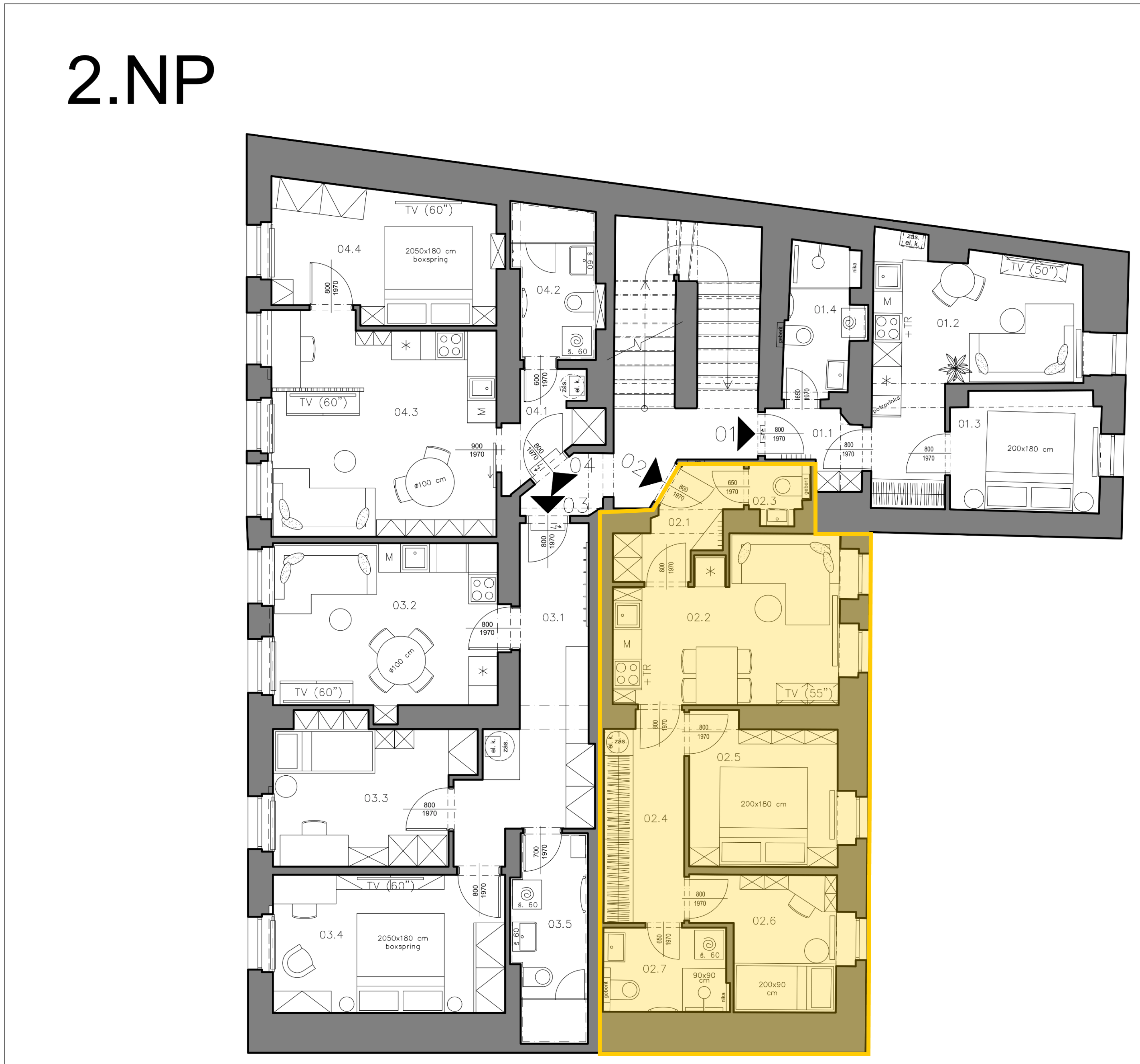 Byt 2 — umístění v 2.NP