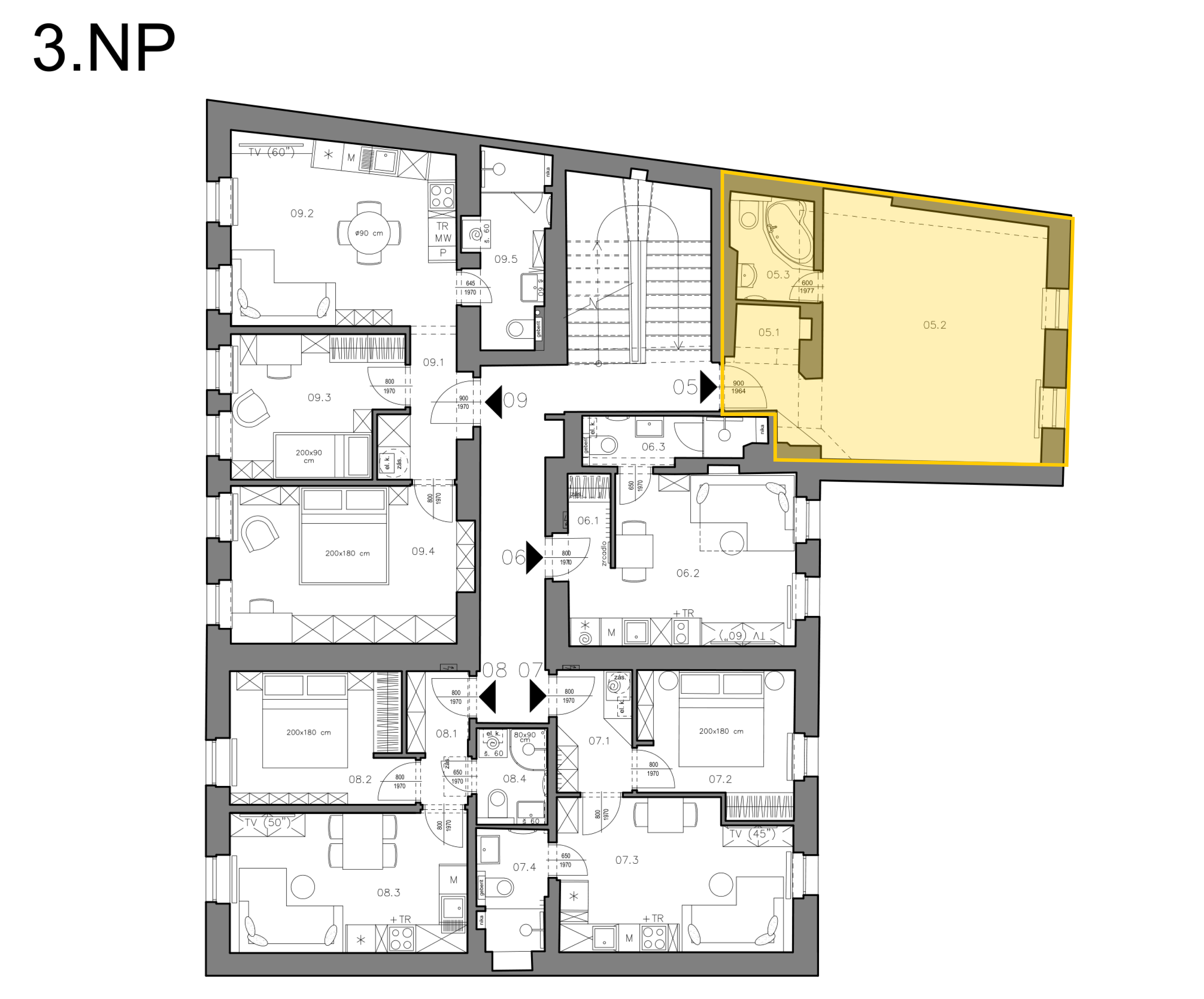 Byt 5 — umístění v 3.NP