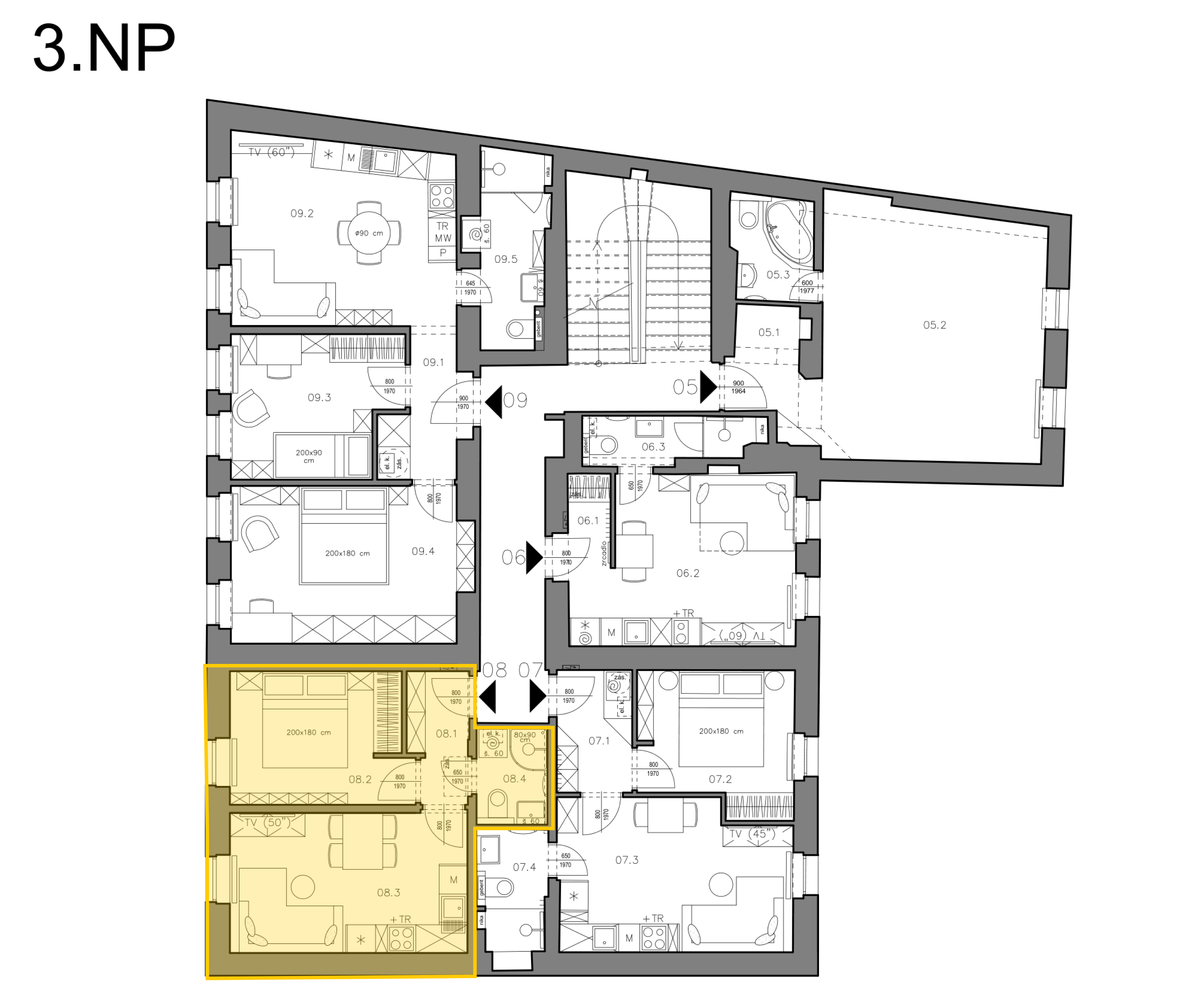 Byt 8 — umístění v 3.NP