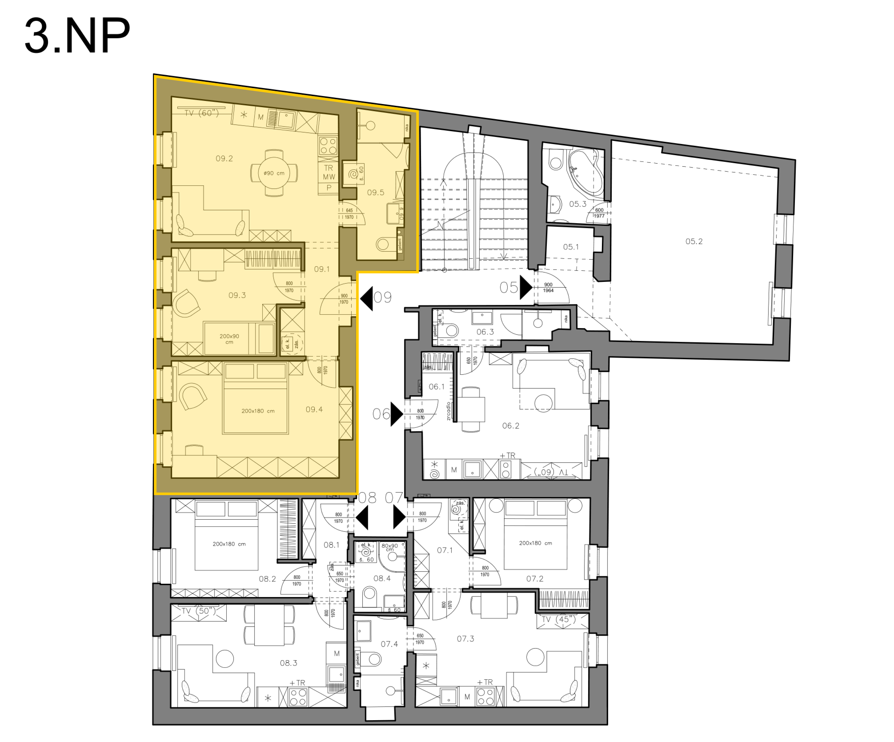 Byt 9 — umístění v 3.NP