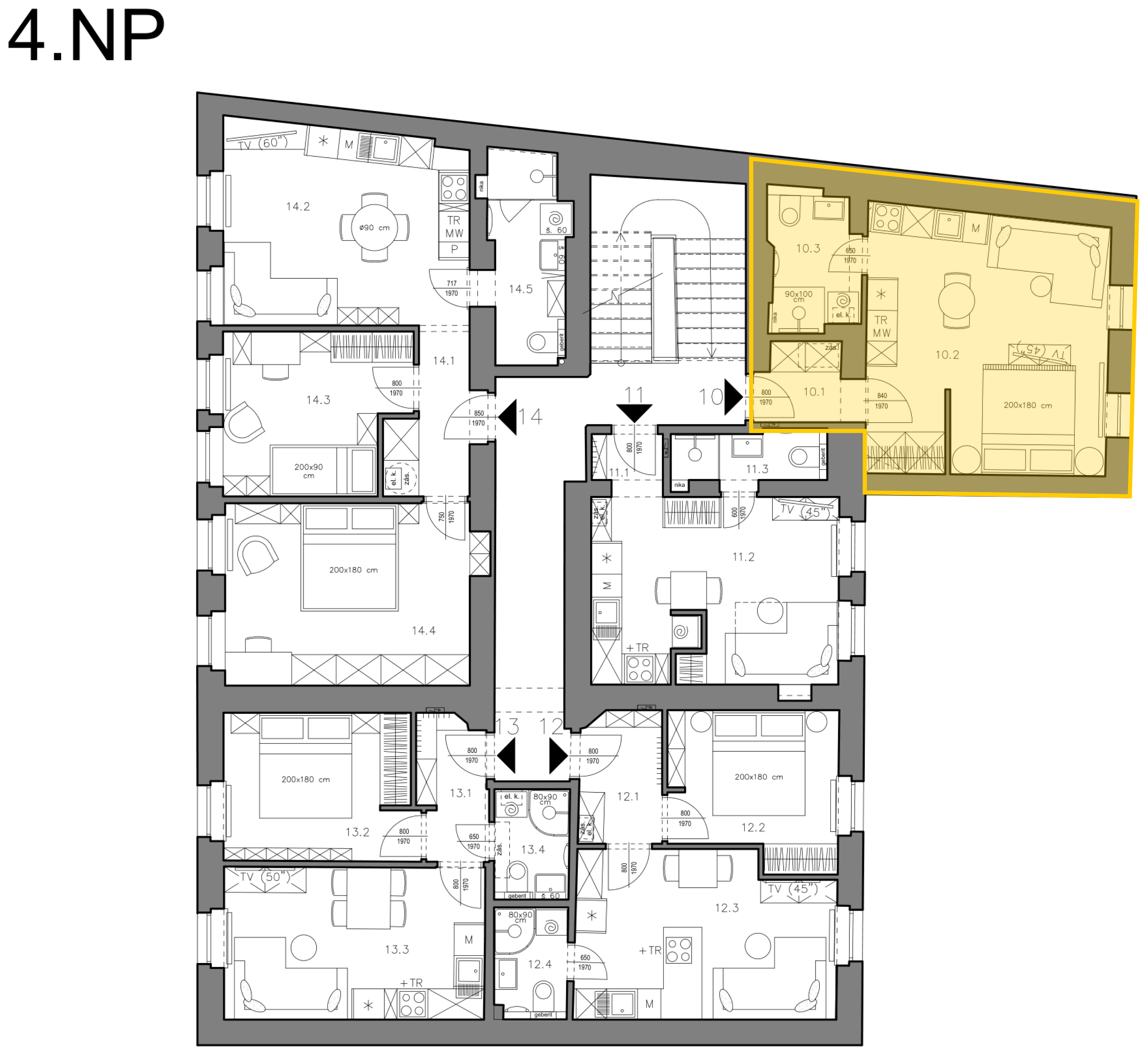 Byt 10 — umístění v 4.NP