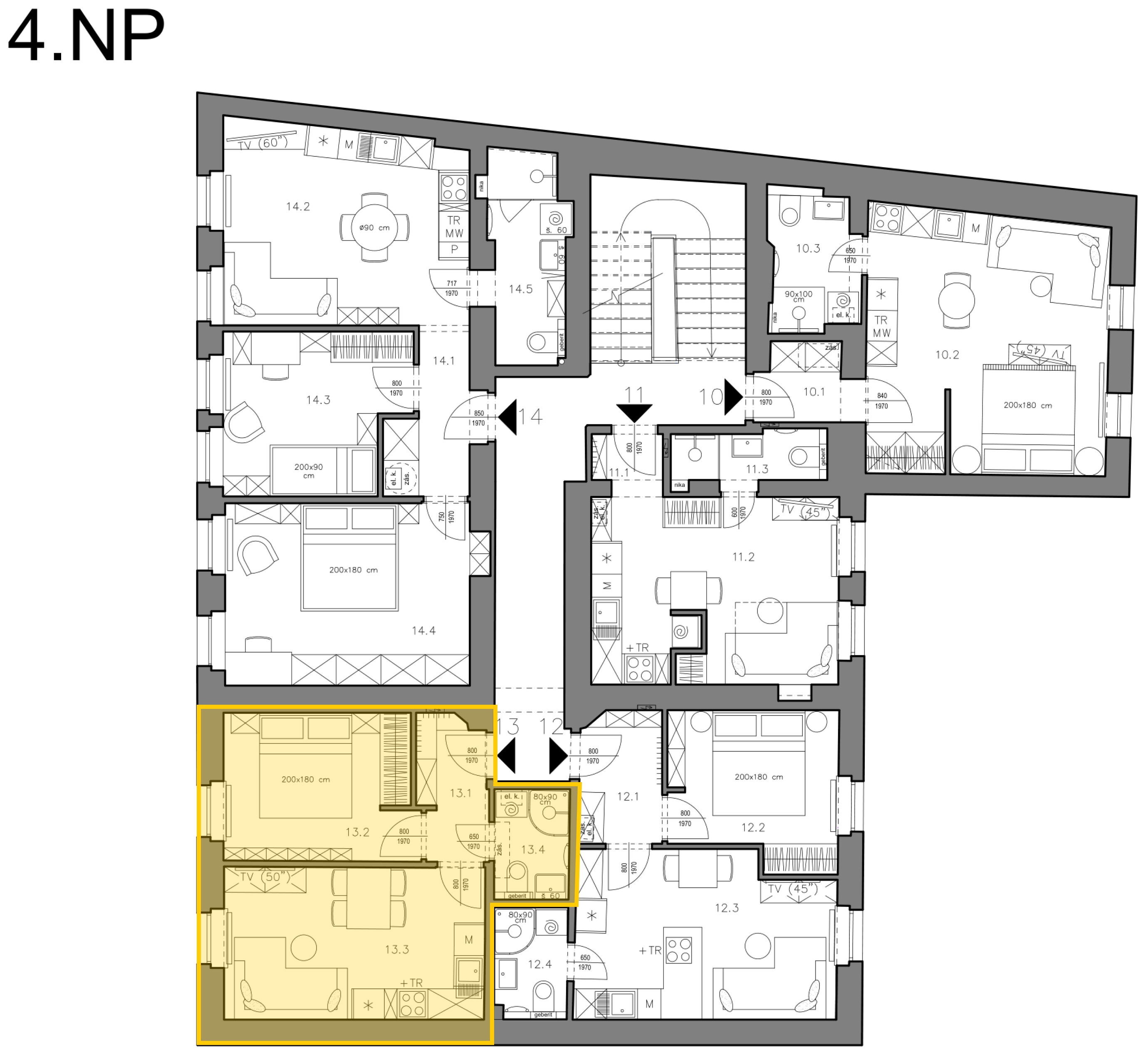 Byt 13 — umístění v 4.NP