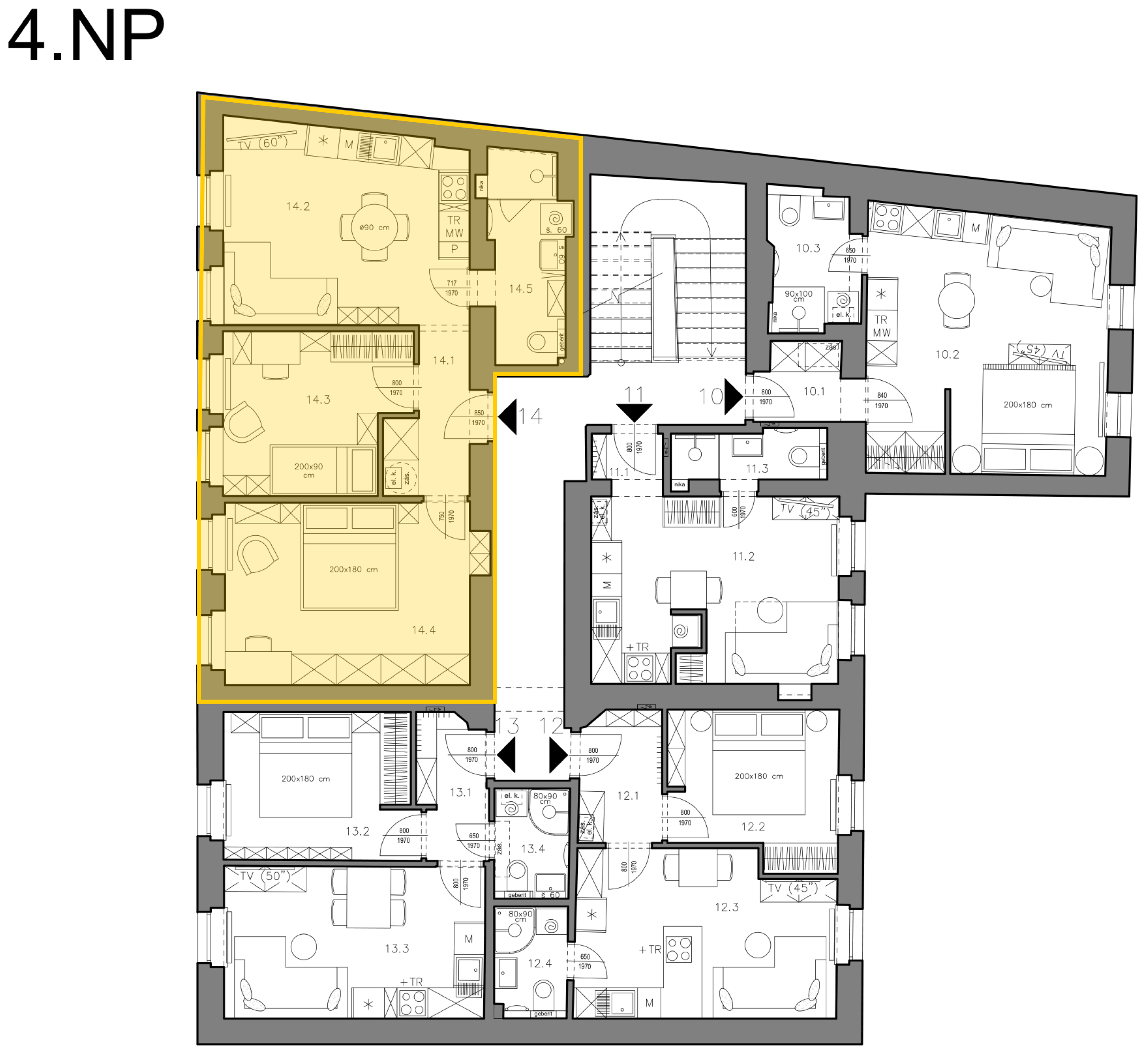 Byt 14 — umístění v 4.NP
