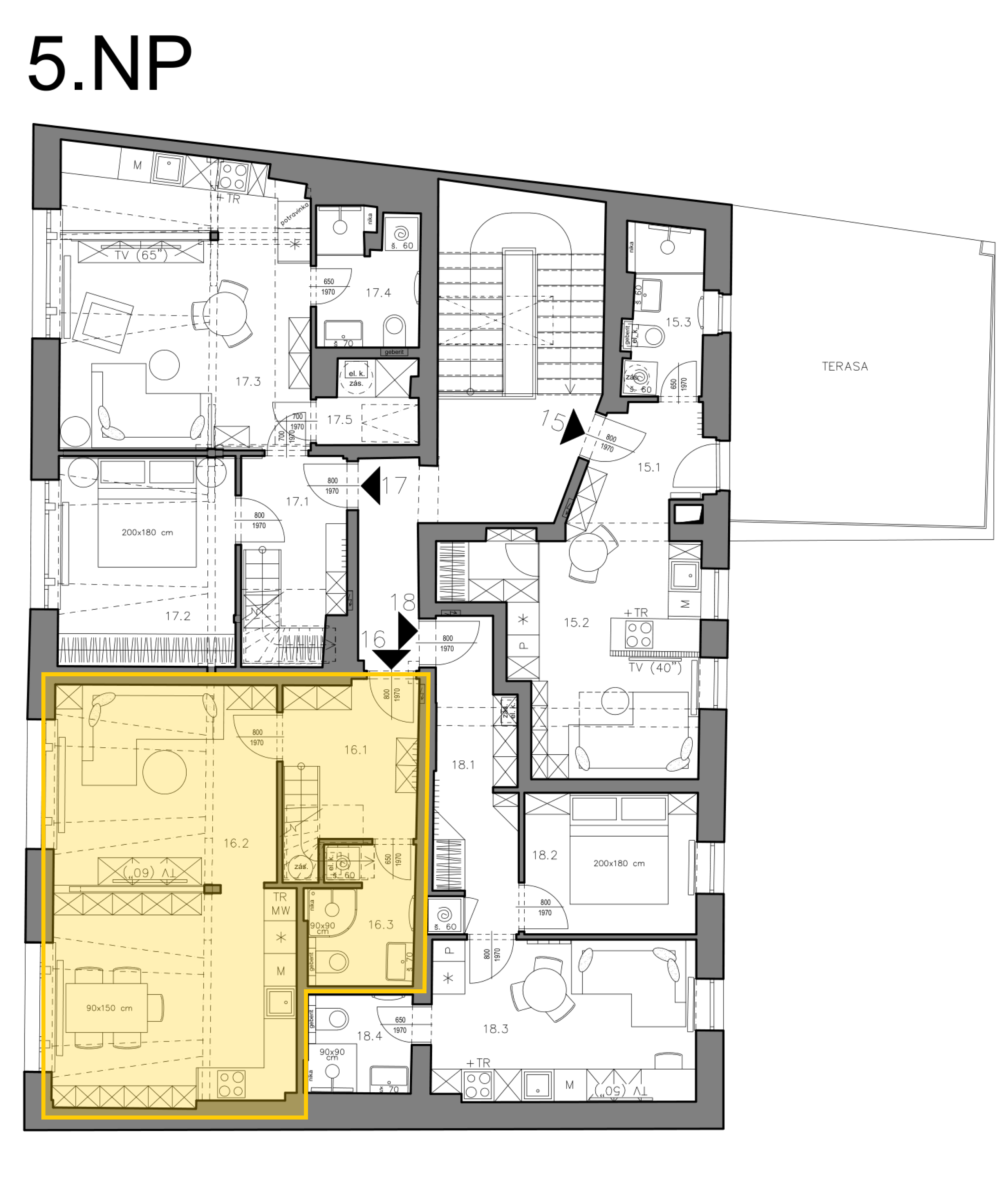 Byt 16 — umístění v 5.NP