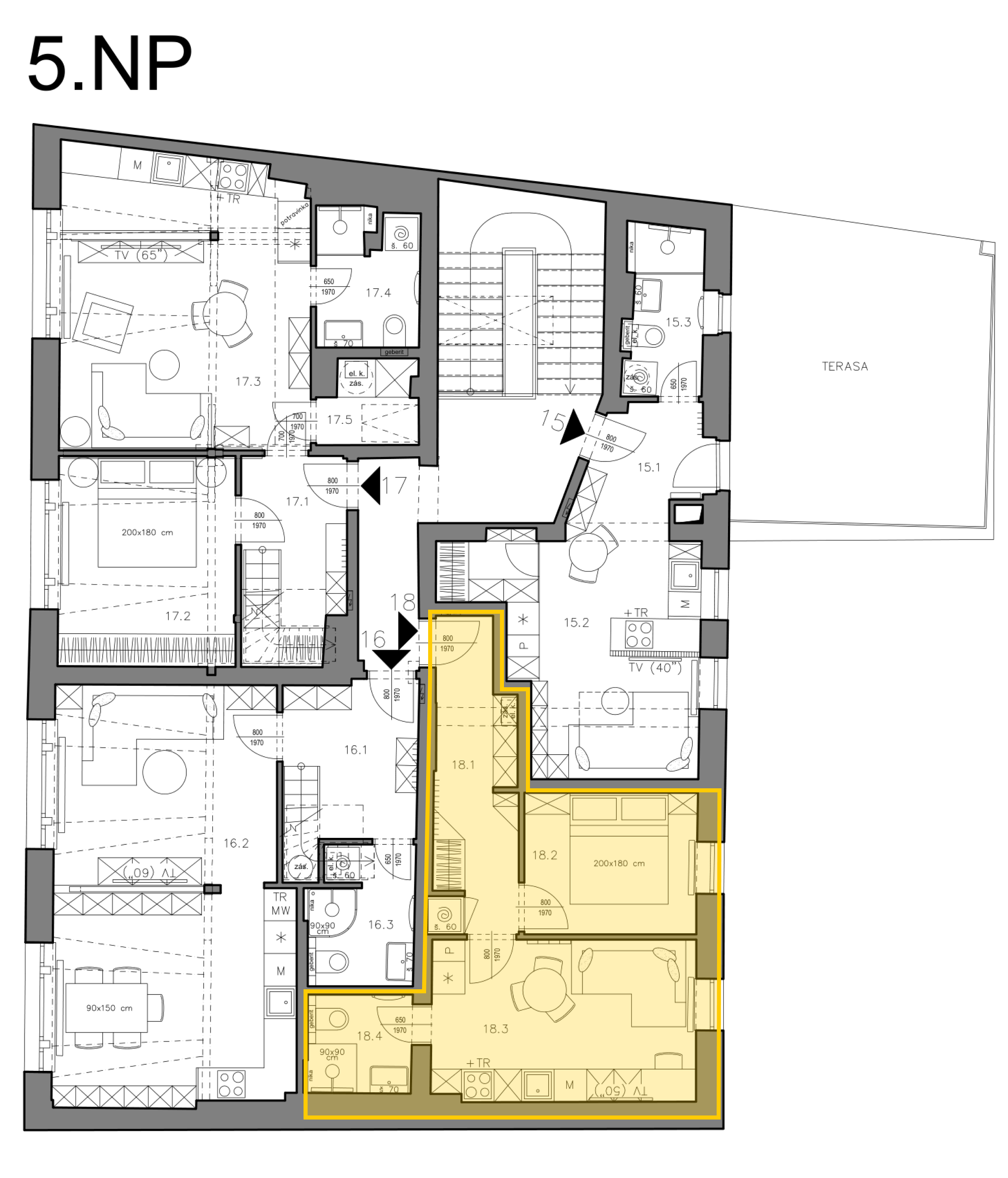 Byt 18 — umístění v 5.NP