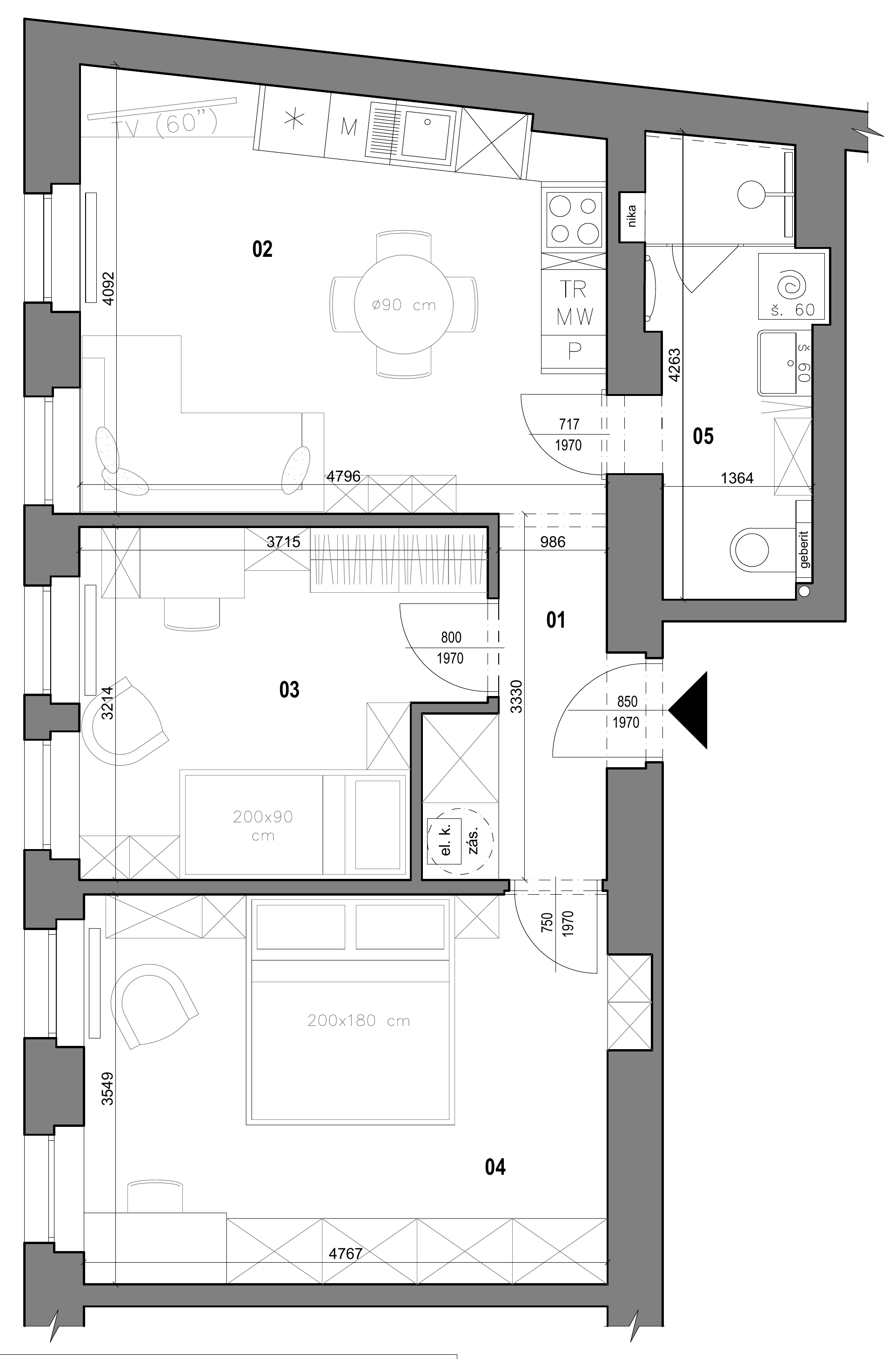 Byt 14 — půdorys dispozice