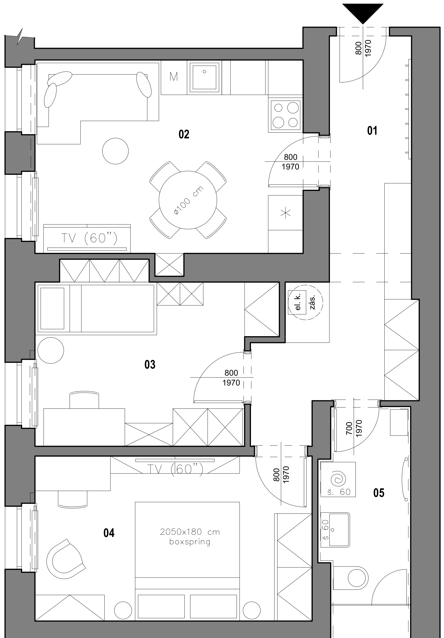 Byt 3 — půdorys dispozice